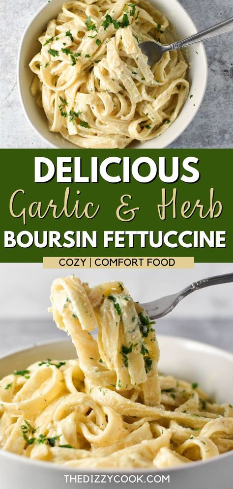 Boursin Fettuccine, Gournay Cheese, Boursin Pasta Recipe, Garlic Herb Sauce, Boursin Pasta, Boursin Cheese Recipes, Boursin Recipes, Cream Cheese Pasta, Boursin Cheese