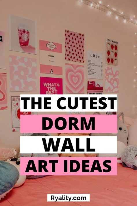 These dorm wall decor posters are so pretty for dorm decor! Can't wait to put together my pink dorm room Pink Dorm Room Aesthetic, Dorm Wall Decor Ideas, Pink Dorm Decor, Diy College Apartment Decor, Pink Dorm Room Decor, College Apartment Diy, Dorm Room Themes, Boho Dorm Decor, Pink Dorm Rooms