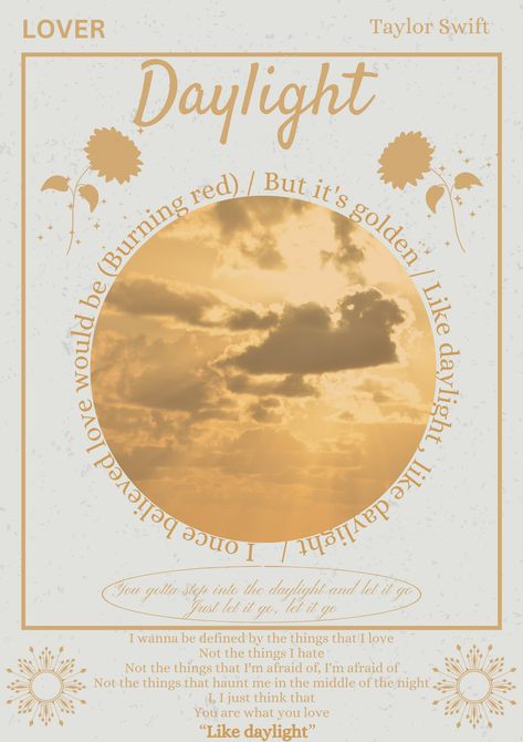 Taylor Swift Lyric Posters Vintage, Taylor Swift Print Aesthetic, Taylor Swift Daylight Poster, Daylight Taylor Swift Poster, Lover Poster Taylor Swift, Daylight Taylor Swift Aesthetic, Daylight Lyrics Taylor Swift, Daylight Taylor Swift Wallpaper, The Best Day Taylor Swift