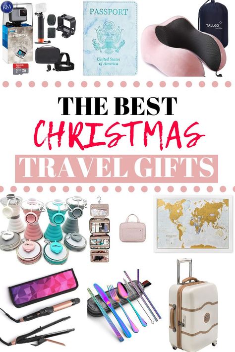 These are the best Christmas travel gifts for travelers! Buy your loved ones the best travel gifts any traveler should have! These are the best travel essentials for travelers and they also make… Destination Christmas Gift Ideas, Christmas Travel Gift Ideas, Traveling Gift Ideas, Christmas Gifts For Travelers, Gifts For The Traveler Women, Travel Gift Bags Ideas, Gifts For A Traveler Woman, Traveler Gift Ideas, Gift For Traveler For Women