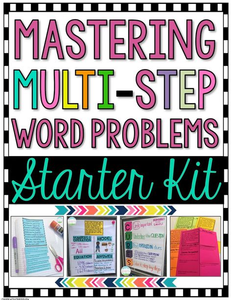 Multi-Step Word Problems Mastery - Teaching with a Mountain View Word Problem Anchor Chart, Multi Step Word Problems, Tricky Words, Solving Word Problems, Teaching Students, Math Word Problems, Math Fractions, Third Grade Math, 5th Grade Math