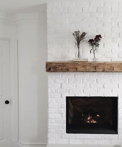 Timeless Decorating Ideas, White Brick Fireplace, Nesting With Grace, Brick Fireplace Makeover, Farmhouse Fireplace, Fireplace Remodel, Home Fireplace, White Brick, Fireplace Makeover