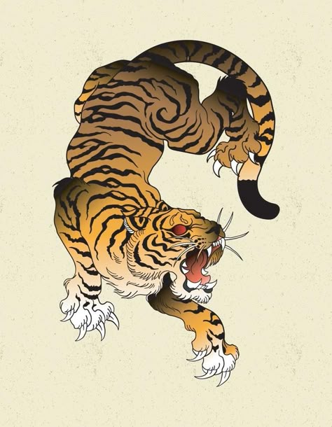 Japanese Tiger Art, Japanese Tiger Tattoo, Japanese Tiger, Tiger Tattoo Design, Japan Tattoo Design, Tattoo Portfolio, Japan Tattoo, New School Tattoo, Japanese Tattoo Art