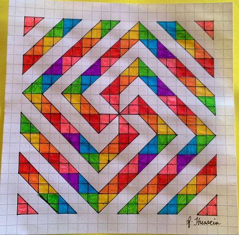 Things To Draw With Graph Paper, Grid Paper Art Pattern Drawings, Squared Paper Drawing, Drawings On Grid Paper, Grid Paper Doodles, Doodles On Graph Paper, Graph Paper Designs Drawing, Things To Draw On Graph Paper, Square Paper Drawing