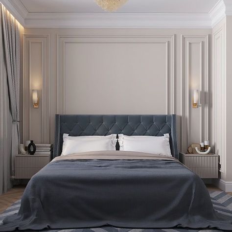 Neoclassical Bedroom, Living Room Panelling, Luxury Room Bedroom, Bedroom Interior Design Luxury, Desain Furnitur Modern, Bedding Inspiration, Luxury Bedroom Master, Classic Bedroom, Bedroom Bed Design