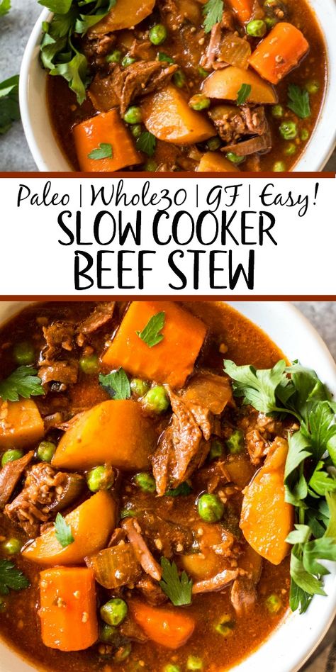 Paleo Crockpot Recipes Easy, Non Dairy Crock Pot Recipes, Easy Paleo Crockpot Meals, Paleo Stew Beef Recipes, Whole 30 Soup Slow Cooker, Paleo Soups Crockpot, Paleo Slow Cooker Soup, Gf Df Crockpot Meals, Paleo Vegetable Beef Soup