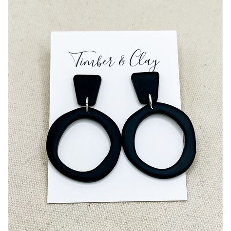 Organic Hoops - Black - Timber and Clay Black Clay Earrings, Black Clay, Black Earrings, Clay Earrings, Making Out, Polymer Clay, Black