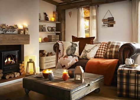 Autumn inspired interior designs to fall in love with. Minimalist Dekor, Decoration Shabby, Cosy Living, Cottage Living Rooms, Cosy Living Room, Front Rooms, Country Living Room, Farmhouse Decor Living Room, Cottage Living