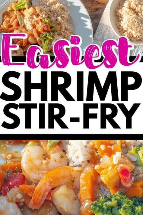 Easy Shrimp Stir Fry Recipe | 20 Minute Dinner Idea Easy Shrimp Stir Fry, Shrimp Stirfry, Shrimp Stir Fry Recipe, Stir Fry Shrimp Recipes, Easy Stir Fry Recipes, 20 Minute Dinners, Shrimp Stir Fry, Stir Fry Recipe, Fry Recipes