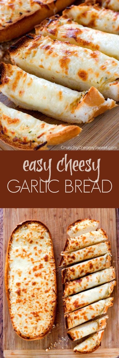 Easy Cheesy Garlic Bread, Resepi Roti, Makanan Italia, Diy Easy Recipes, Cheesy Garlic Bread, Easy Cheesy, Crumpets, Super Easy Recipes, Chapati