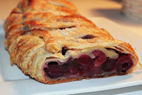 Cherry-cream cheese streudel by Brigitta’s Hungarian Restaurant Cherry Strudel, Strudel Recipes, Cherry Recipes, Hungarian Recipes, Vegan Dessert Recipes, Vegan Treats, Vegan Cake, Vegan Sweets, Pastry Recipes