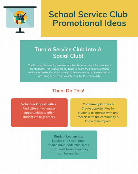 School Social Club Volunteer Ideas - Great For Key Club, Beta Club, and Leo Club! | Track It Forward Interact Club Ideas, Key Club Poster Ideas, Gsa Ideas, Beta Club, Leo Club, Volunteer Ideas, Key Club, Student Leadership, Service Club