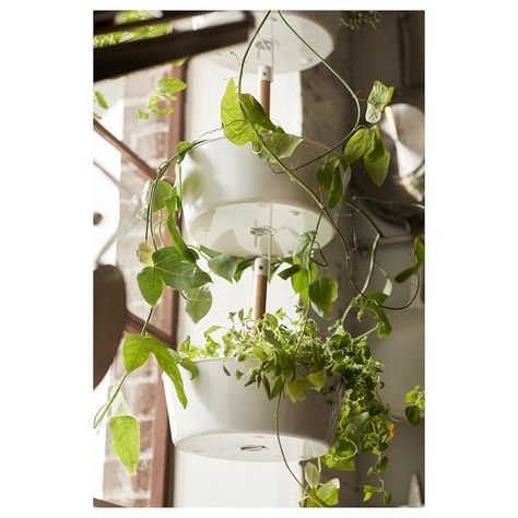 BITTERGURKA Hanging planter, white - IKEA Ikea Bittergurka, Indoor Garden Apartment, Ikea Shelf, Hanging Herbs, Balcony Ideas Apartment Outdoor, Balcony Ideas Apartment Indian, Hanging Flower Pots, Pot Hanger, Small Balcony Decor