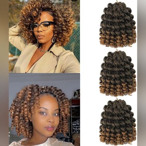 8 Inch Wand Curl Crochet Hair Jamaican Bounce Crochet Hair Short Braiding Hair Curly Crochet Braids Hair Extension Twist Crochet Hair For Black Women 20 Roots/Pack (3 Pcs, T27 Detail: Jamaican Bounce Wand Curl Crochet Hair Material: 100% High-Temperature Synthetic Heat-Resisting Fiber. Size:8 Inches Color: T27 Packaging: (3packs/Lot) 20 Strands Texture: Wand Curl Crochet Braids Hair Quality: Silky Soft, No Shedding, No Tangling, Looks Like The Real Hair Dyed. 2023 Crochet Hairstyles, Jamaican Bounce Crochet Hairstyles, Half Braids Half Crochet Hairstyles, Crochet Styles For Black Women, Cute Crochet Hairstyles, Wand Curl Crochet Hair, Jamaican Bounce Crochet, Shoulder Length Black Hair, Jamaican Bounce