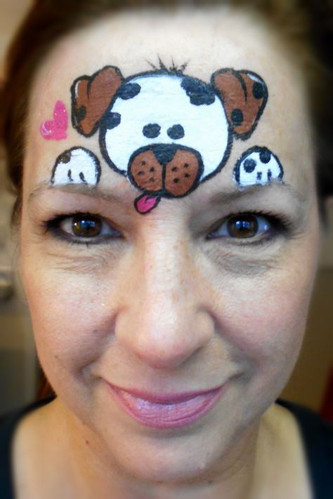 Dog-Animal by Jo Dog Face Paint, Puppy Face Paint, Dog Face Paints, Easy Face Painting Designs, Kitty Face Paint, Animal Face Paintings, Face Painting For Boys, Cheek Art, Puppy Coloring Pages