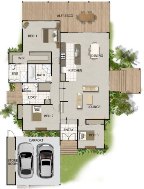 Split Level House Design, Split Level Floor Plans, Split Level House Plans, One Level House Plans, House Plans Australia, Carport Plans, Three Bedroom House Plan, Pelan Rumah, Unique House Plans