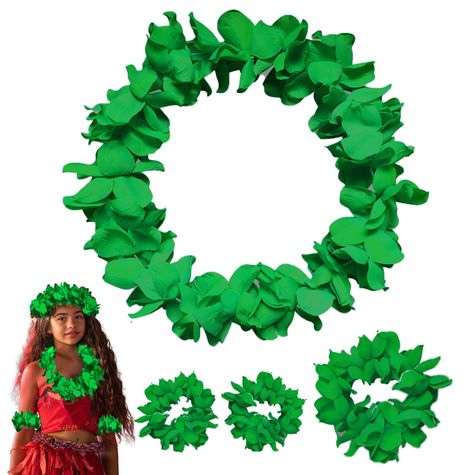 PRICES MAY VARY. Complete Hawaiian Costume Set: Elevate your Halloween look with this stunning Hawaiian green flower leis set, ideal for womens Halloween costumes and tropical events. This set includes 1 Hawaiian lei necklace (41.73 inches), 1 matching headband (15.74 inches), and 2 bracelets (9.44 inches), giving you everything you need for a vibrant and festive Halloween costume for women. Whether for a luau party or Halloween, this set adds a tropical flair to any occasion. Comfortable and Ad Tropical Halloween, Hawaiian Costume, Hawaiian Skirt, Hawaiian Leis, Hawaiian Lei, Costume Set, Halloween Costume Accessories, Women Halloween, Luau Party