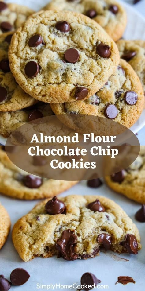 Cookies Made With Almond Flour, Almond Flour Desserts, Almond Flour Chocolate Chip, Almond Flour Recipes Cookies, Almond Flour Chocolate Chip Cookies, Dolce Poche Calorie, Almond Meal Cookies, Almond Flour Cookies, Baking With Almond Flour