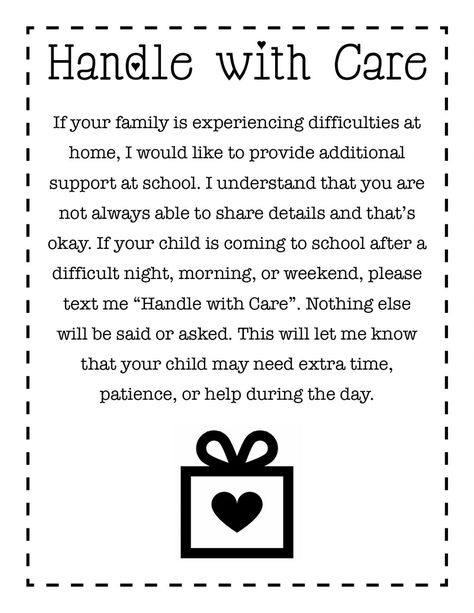 Nothing Note School, Handle With Care Note From Teacher, Classroom Fun Day Ideas, Handle With Care Teacher Note, Back To School Notes For Kids, Note To Parents From Teacher, Note To Teacher, Parent Teacher Communication, Prek Classroom