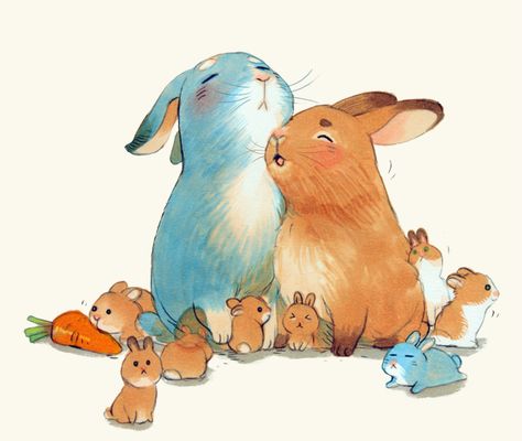 “Bunny family” by Prema-ja*   • Blog/Website | (www.prema-ja.deviantart.com)  ★ || CHARACTER DESIGN REFERENCES™ (https://www.facebook.com/CharacterDesignReferences & https://www.pinterest.com/characterdesigh) • Love Character Design? Join the #CDChallenge (link→ https://www.facebook.com/groups/CharacterDesignChallenge) Share your unique vision of a theme, promote your art in a community of over 50.000 artists! || ★ Rabbit Paintings, Susan Wheeler, Bunny Family, Animal Family, Art Children, Rabbit Illustration, Rabbit Painting, Family Drawing, Rabbit Art