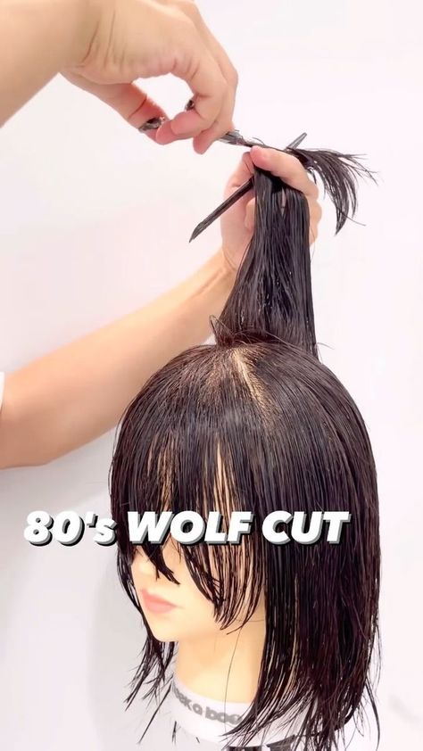 Hair Cut Guide, Wolf Cut Hair, Wolfcut Hair Long, Really Short Hair, Hair Cutting Videos, Haircut Curly, Haircut With Bangs, Long Wolfcut Haircut