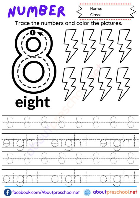 Number 8 Worksheet for Preschool Number 8 Preschool Activities, Number 8 Crafts For Preschoolers, Number 8 Worksheets For Preschool, Number 8 Worksheet, Grade R Worksheets, Worksheet For Preschool, Number Worksheet, Coloring Activities, Learn Numbers