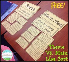 Main Idea Vs Theme, Theme Vs Main Idea, Reading Main Idea, Teaching Theme, Teaching Main Idea, Teaching Themes, 6th Grade Reading, Reading Themes, Third Grade Reading