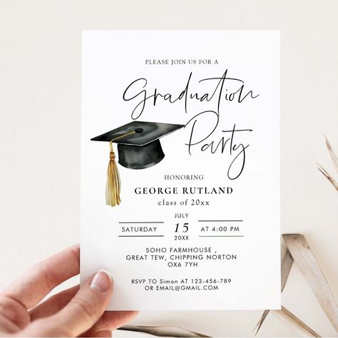 Elegant Graduation Invitations, Graduation Party Invites Template, Theme For Graduation Party, Graduation Card Ideas Invitations, Graduation Ideas Decorations, Invitation Card Design Graduation, College Graduation Invitation Ideas, Adult Graduation Party Ideas, Elegant Graduation Party Decorations