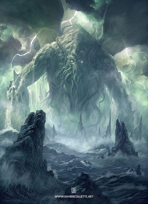 Lovecraft Horror Art, Cthulhu Art Tattoo, Coliandre Art, Call Of Cthulhu Art, Cathullu Art, Lovecraft Aesthetic, Ocean Terror, Marc Simonetti, Cthulhu Fhtagn