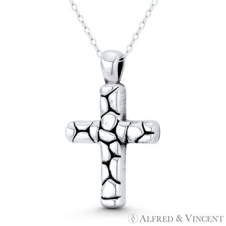 The featured pendant is cast in .925 sterling silver and showcases a cobblestone pattern latin cross finished with a sturdy bail that can accommodate most average-sized chains. Your purchase will include a 30-Day Exchange or Money-Back Guarantee, Free US Shipping, & an optional .925 Sterling Silver chain in the length of your choice. Please email us for more details regarding this listing. Size: one size.  Gender: unisex.  Age Group: adult.