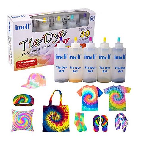 imoli Tie Dye Kit - 5 Neon Colours Permanent Fabric Textile Paints, One-Step Tie Dye Art Set for Kids, Adults, Fashio... Art Sets For Kids, Powder Dye, Tie Dye Kit, Fabric Dyeing, Fashion Design For Kids, Kids Tie Dye, Creative Arts And Crafts, Craft Kits For Kids, Kids Fabric