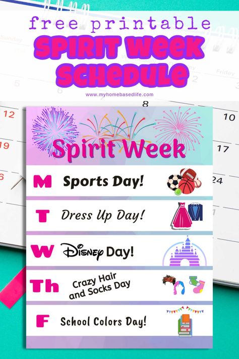 Free printable Spirit week schedule. Ideas for spirit week at home, school, daycare, or camp! #kidactivities #spiritweek Spirit Week Themes Preschool, Twin Day Work Ideas, Spirit Week For Preschool, Daycare Spirit Week Ideas, Spirit Week Preschool, Spirit Week Ideas Preschool, Preschool Spirit Week, Summer Spirit Week Ideas, Holiday Spirit Week