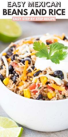 Easy Rice And Beans Recipe, Mexican Rice And Beans, Mexican Beans And Rice, Mexican Beans, Rice And Beans Recipe, Healthy Beans, Black Beans And Rice, Black Bean Recipes, Rice Side Dishes