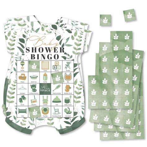 Baby Body Suit-Shaped Bingo Cards and Markers INCLUDES 18 game cards, 18 perforated marker sheets, 1 perforated call sheet, and game instructions. MUST-HAVE PARTY SUPPLY: Bingo is an easy and classic Boho Botanical Baby game that everyone will have fun playing. Baby Body Suit-Shaped Bingo Cards and Markers give this classic game a fresh look with Baby Body Suit-Shaped playing cards and Baby-related words instead of numbers. HOW TO PLAY: Play by the designated bingo leader pulling a caller chip f Picture Bingo, Forest Baby Showers, Baby Shower Theme Decorations, Baby Bingo, Baby Prediction, Dinosaur Baby Shower, Baby Shower Bingo, Jungle Baby Shower, Safari Baby Shower