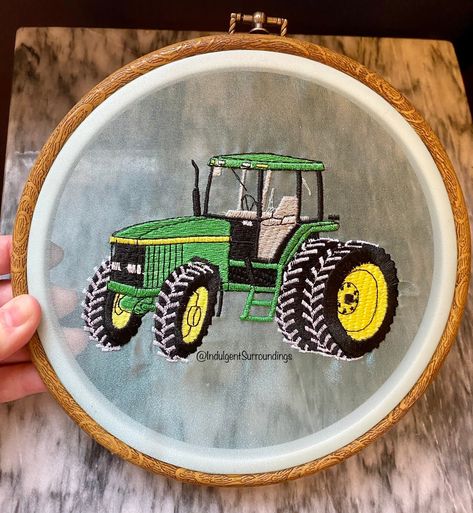 Tractor Embroidery, Farm Embroidery, Dandelion Puffs, Tractor Tire, Farm Field, Farm Tractor, Soft Towels, Embroidery Art, Suncatchers