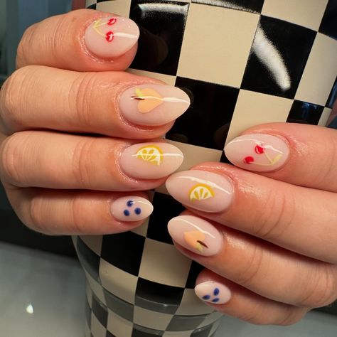 “Assorted fruit nails🩷🩷” Dipping powder Short almond shaped Designed with gel . . #nails #nailsofinstagram #nailart #nails💅 #nailinspo #nailsdesign #nailsart #nailpolish #nailswag #nailaddict #nailsbyphiana #stylishnails #trendynails #nailsnailsnails #nailsdesign #nailsinspo#dippowdernails #acrylicnails Orange Slice Nails, Nails Dipping Powder, Fruit Nails, Orange Slice, Short Almond, Almond Shaped, Trendy Nails, Shape Design, Swag Nails