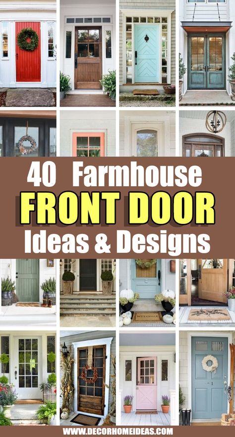 Front Door Farmhouse Colors, Front Door Farmhouse Decor, Front Farmhouse Door, Front Door Styles Farmhouse, Front Door Redo Ideas, Front Door Color Farmhouse, Exterior Door Farmhouse, Country Farmhouse Front Door, Modern Farmhouse Door Color