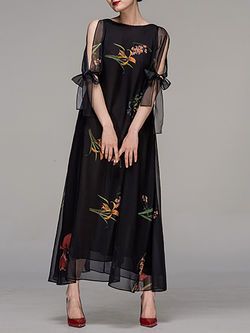 Unique Outfit Ideas For Women, Mini Maxi Dress, Floral Print Chiffon Maxi Dress, Sukienki Maksi, Áo Blu, Embroidered Cocktail Dress, Mode Hippie, Stil Boho, Elegant Maxi Dress