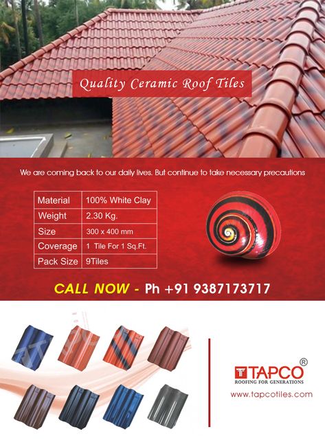 Ceramic Roof Tiles, Clay Roof Tiles, Clay Roofs, Roof Tiles, Roofing Contractors, Roof Shingles, Thermal Insulation, White Clay, Kerala