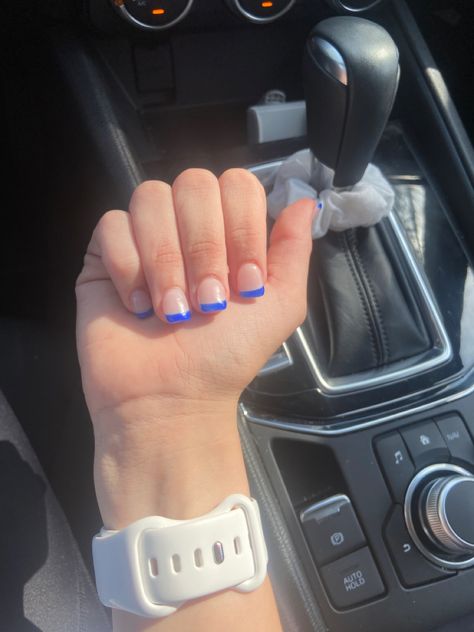 Royal Blue French Tip Nails, Salon Blue, Blue French Tip, Royal Blue Nails, Blue French Tips, Royal Blue Shorts, French Tip Acrylic Nails, Blue French, Square Acrylic Nails