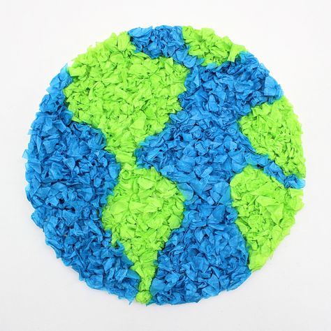 Photo of crumpled tissue paper planet Earth craft on white background How To Make Earth, Earth For Kids, Earth Day Drawing, Earth Activities, Paper Globe, Earth Projects, مشروعات العلوم, Globe Crafts, Earth Craft