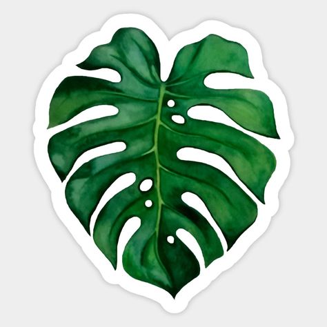 Add a touch of boho style to your home with this beautiful monstera leaf wall decal. Made of high-quality vinyl, this decal is easy to apply and remove. It's perfect for adding a pop of color and personality to any room.  #monstera #walldecal #bohohomedecor . #Dark_Green_Stickers #Redbubble_Stickers_Aesthetic #Monstera_Sticker #Aesthetic_Leaf Dark Green Stickers, Monstera Sticker, Monstera Printable, Leaf Stickers, Green Stickers, Leaf Printable, Leaf Sticker, Summer Stickers, Creative Stickers