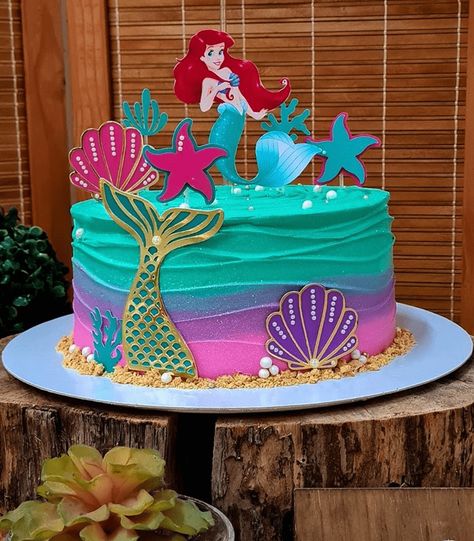 Arial Princess Cake, Ariel Mermaid Birthday Cake, Ariel Bday Cake, Ariel Birthday Cake Simple, Ariel Birthday Cake Ideas, Ariel Birthday Party Cake, Little Mermaid Cake Ideas, Ariel Cake Design, Ariel Cake Ideas