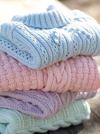 Designs from 10 Beautiful Aran Knits (492). This collection of Hayfield Bonus Aran knits has been designed in a selection of soft, feminine shades – Palest Purple, Pastel Pink, A Touch of Blue and A Hint of Green. These pretty, feminine shades have been used to create a collection of ten beautiful Aran knits for women | English Yarns Mode Pastel, Deco Pastel, Tom Pastel, Estilo Hipster, Pastel Outfit, Erza Scarlet, Pastel Palette, Pretty Pastel, Pastel Goth