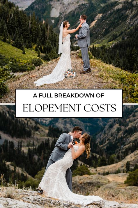 How much does an elopement cost? We break down all the things you might want to spend money on for your elopement and share multiple realistic budgets. Tropical Elopement Destinations, Christian Elopement Ideas, Boho Elopement Photography, Eloping Wedding Ideas, Elopement Set Up Ideas, Tennessee Elopement Destinations, Us Elopement Destinations, Elope In The Mountains, Usa Elopement Destinations