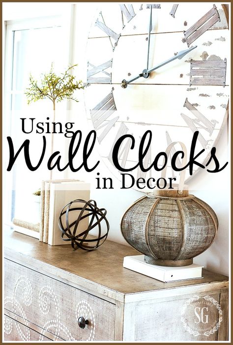 Wall Clock Above Mantel, How To Decorate Around A Large Clock Wall Art, Clock Wall Design, How To Decorate Around A Clock On Wall, Where To Put Wall Clock Living Rooms, Farmhouse Wall Clock Decor, Where To Put Clock In Living Room, Decor Around Clock On Wall, Clock Placement In Living Room