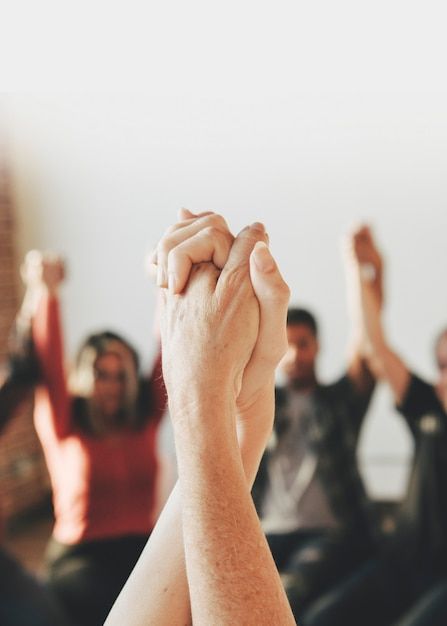 Hands Up In The Air, People Holding Hands, Handsome Bearded Men, Diverse People, Rehab Center, Aesthetic Clinic, Detox Program, Group Therapy, Free Photo