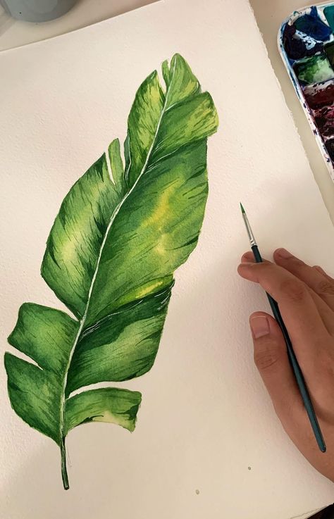 Big Leaf Plants, Big Banana, Banana Leaf Art, Surfboard Painting, Tropical Elements, Leaves Sketch, Symbolic Art, Hawaiian Art, Flower Art Drawing