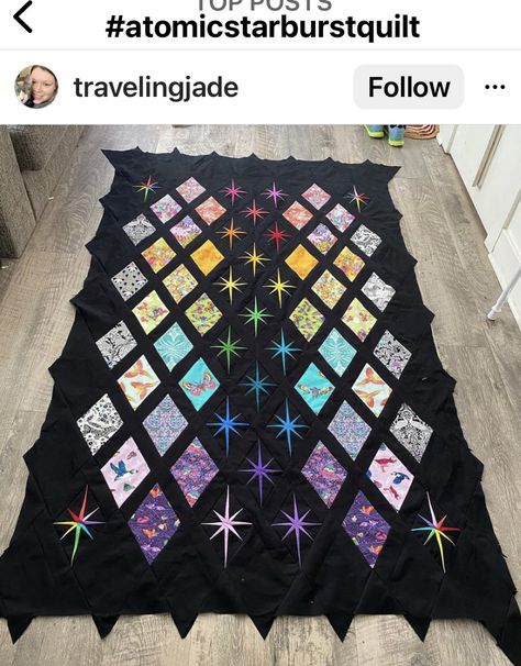 Goth Quilt, Weighted Quilt, Gothic Quilt, Atomic Starburst Quilt, Dark Quilt, Adventure Quilt, Quilt Cushion, Space Quilt, Moon Quilt