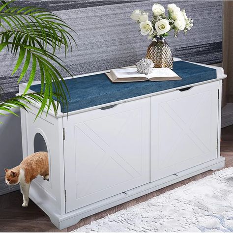 Tucker Murphy Pet™ Aiken Litter Box Enclosure & Reviews | Wayfair Cat Litter Cabinet, Hiding Cat Litter Box, Enclosed Litter Box, Hidden Toilet, Hidden Litter Boxes, Hidden Cabinet, Litter Box Covers, Cat Litter Box Enclosure, Litter Box Enclosure